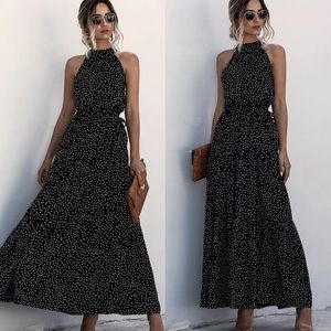 Boho gypsy dot halter maxi dress